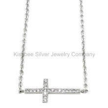 Fashion 925 Sterling Silver Jewellery Cross Pendant Necklace (KN3011)